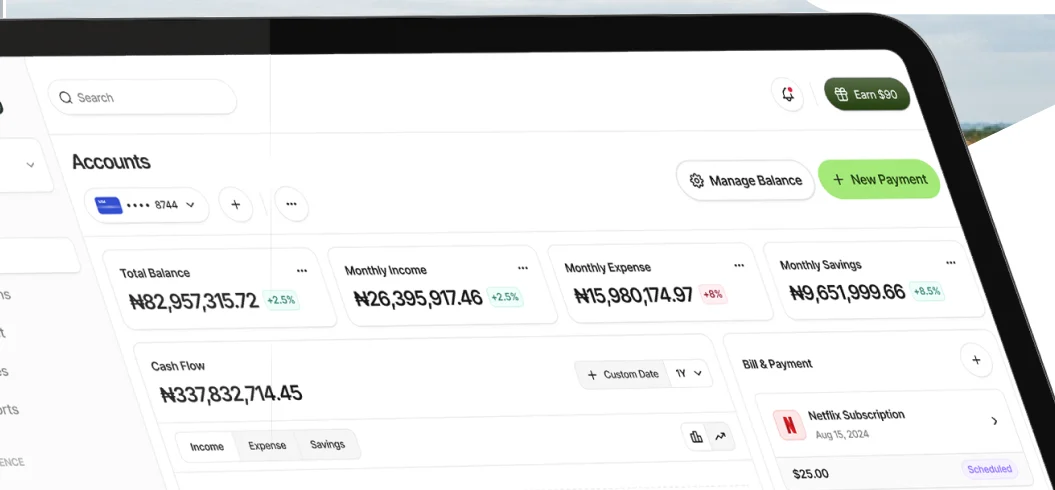 The Kwugwo dashboard showing balances, income and cash flow across providers